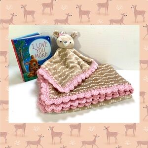 Natural Girl Deer Crochet Baby Blanket & Lovey Gift Set